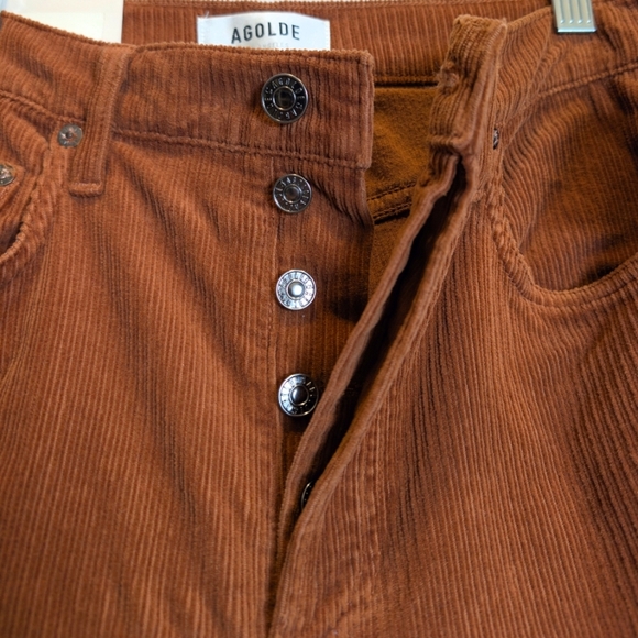 AGOLDE Riley Long High Rise Straight Brown Corduroy Pants Size 25 - Picture 5 of 8